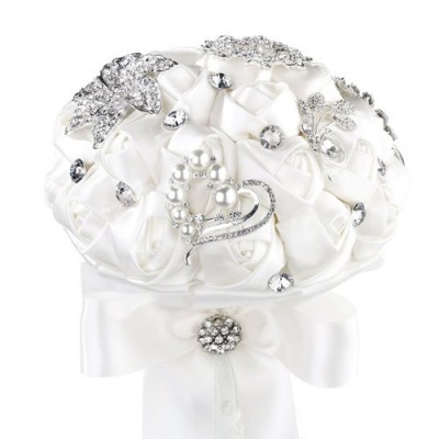 Lillian Rose Crystal Flower Wedding Bouquet, Ivory   555680077
